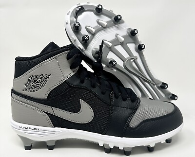 #ad Nike Jordan 1 TD Mid Mens Football Cleats Black Soft Grey AR5604 002 Size 8.5 $200.00