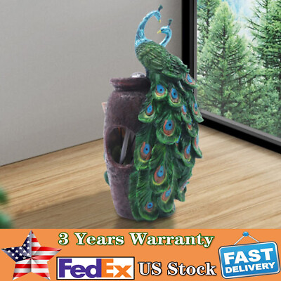 #ad Small Desktop Peacock Water Fountain Waterfall Ornament Humidifier Home Dcor $106.40