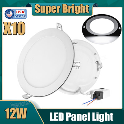 #ad 10X Cool White 12W 6quot; LED Recessed Ceiling Panel Down Light Bulb Lamp Fixture $49.99
