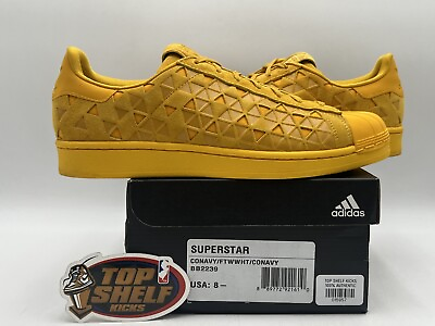 #ad Adidas Superstar J Gold 2016 Size 8.5 Used Rare Authentic Trainer Yellow Low $65.00