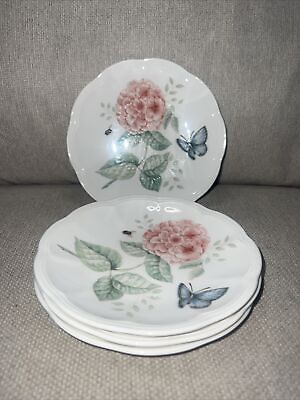 #ad Set Of 4 Lenox Blue Butterfly Meadow Dinnerware 6.5quot; Dessert Plate Hydrangea. $21.99