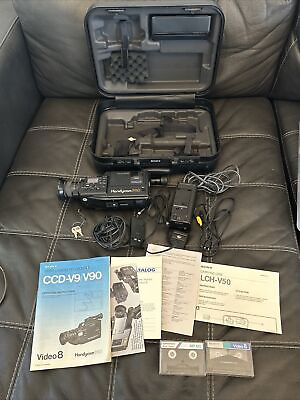 #ad Sony CCD V9 Video 8 Pro Camcorder with Case Batteries Untested For Parts $150.49
