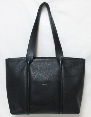 #ad Skagen Lisabet black Leather shoulder tote bag purse front pocket zip top $48.74