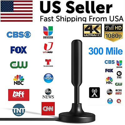 #ad New 300 Miles Upgraded TV Antenna Digital HD Indoor HDTV 1080P 4K Long Range USA $5.77