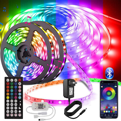 LED Strip Lights 100ft 50ft Music Sync Bluetooth 5050 RGB Room Light APP Remote $23.79