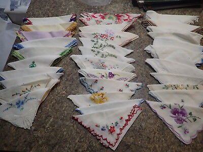 #ad Lot of 40 Vintage Lady#x27;s Hankies Mixed Lot lace floral $37.99