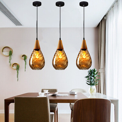 #ad Amber Bar Pendant Lighting Kitchen Chandelier Lighting Home Wood Ceiling Lights AU $117.50