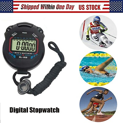 #ad Waterproof Digital LCD Stopwatch Silent Easy Operation for Running Swimming $5.99