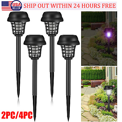 #ad 2 4 Solar Powered Insect Zapper Lamp Light Outdoor Mosquito Fly Bug Killer Trap $21.99