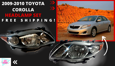 #ad Fits Toyota Corolla 2009 2010 Black Housing Headlights Clear Lens Left amp; Right $179.99