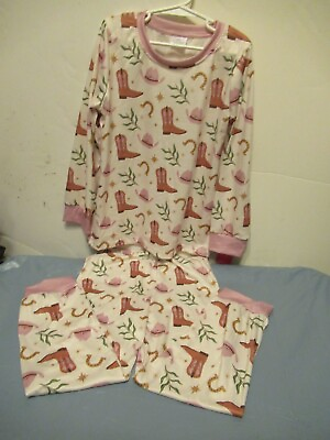 #ad H2 Girls New no Tag Size 6 7 Cow Girls 2 Piece Long Sleeve and Pant Set outfit $10.99