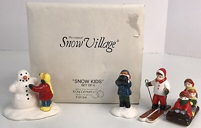 #ad Department 56 Snow Village Snow Kids set of 4 #5113 6 Hand Painted Figures *Read $19.99