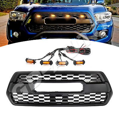 #ad For Tacoma Hood Grill 2016 2023 Bumper Grille With Accessories4 LED Matte Black $99.99