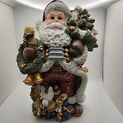 #ad Santa Claus Figurine 12” Tree wreath TOYS Christmas $35.00