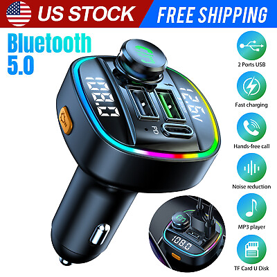 #ad Car Bluetooth FM Transmitter Radio MP3 Wireless Adapter Hands Free 3Port Charger $12.98