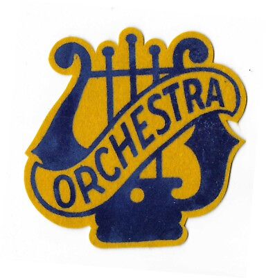#ad Vintage Orchestra Blue on Yellow Felt High School Letterman Jacket 5quot; Patch New $16.99
