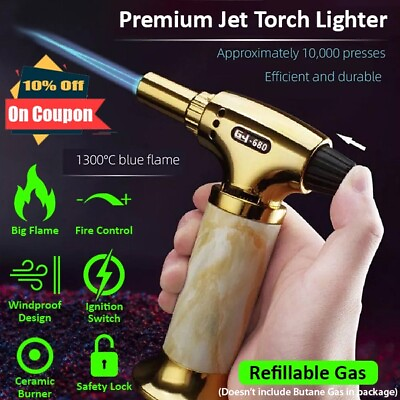 #ad Butane Jet Torch Lighter For Welding Adjustable Flame Windproof Refillable Gas $17.89