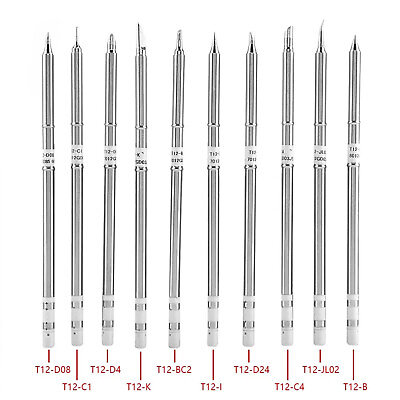 #ad 10Pcs T12 Series Soldering Iron Tips Replacement Welding Tool For Rework Station $22.49