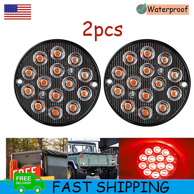 #ad 3quot;inch Round Red 14 LED Truck Trailer Stop Turn Tail Brake Light Waterproof 2X $12.68