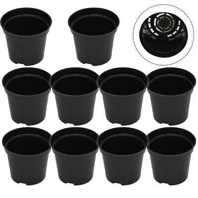 #ad Versatile Black Plastic Plant Pots Set of 10 Resistant to Weather Conditions $28.31