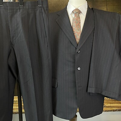 #ad VTG BESPOKE Holland amp; Sherry Wool 44R 36 x 28 FULL CANVAS 3Btn Suit 2 PAIR PANTS $199.90