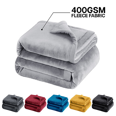 #ad Large Plush Fleece Throw Super Soft Reversible Twin Queen Size Sofa Bed Blankets $20.39
