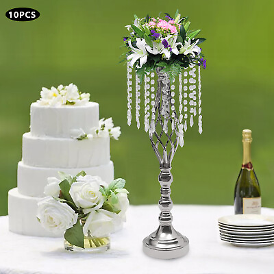 #ad 10PCS Crystal Stands Wedding Table Centerpieces Flower Racks Holder Decor 21.7in $151.62