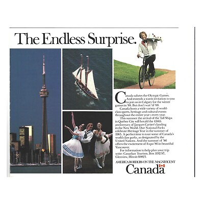 #ad Canada Print Advertisement Vintage 1984 80s LA Olympics Calgary $8.98