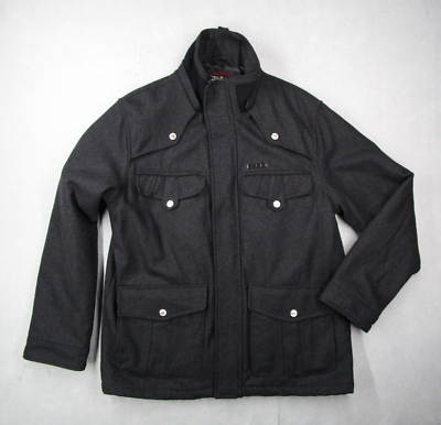 #ad Coogi Jacket Mens 2XL XXL Black Full Zip Wool Blend Outdoor Designer Heavy $32.99