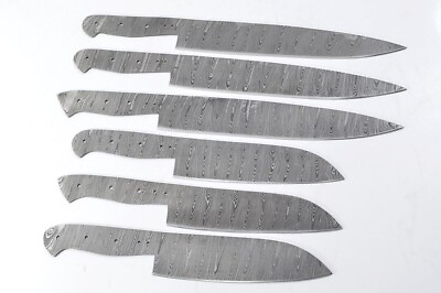 #ad SET OF 6 KMA CUSTOM DAMASCUS STEEL FORGE BLANK BLADES FOR CHEF KNIVES MAKING $48.00