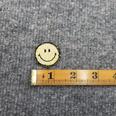 #ad Small Smiley Face Patch Yellow White Embroidered $5.00