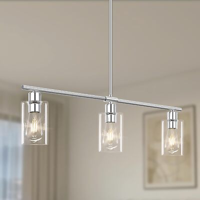 #ad Dining Room Chandelier Fixture Silver Pendant Light Glass Lighting Kitchen Lamp $88.00