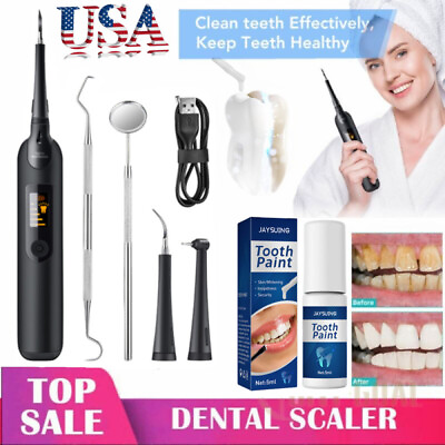 #ad Electric Sonic Dental Scaler Tartar Calculus Plaque Remove Tooth whitening paint $17.98