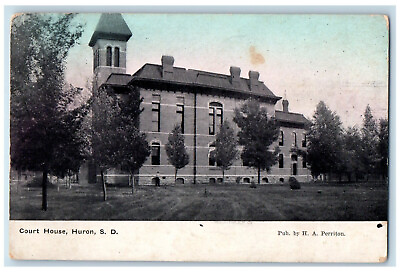 #ad 1913 Court House Huron South Dakota SD Antique Posted H.A. Perriton Postcard $7.98
