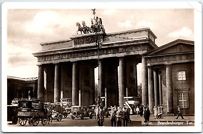 #ad VINTAGE POSTCARD REAL PHOTO RPPC THE BRANDENBURGER GATE BERLIN GERMANY 1931 $45.00