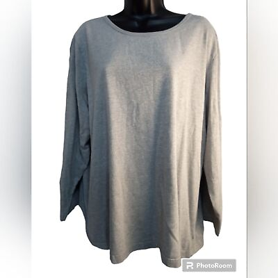 #ad Woman Within Size 2X Gray Long Sleeve Shirt Minimalist Basic Casual Comfy Top $15.00