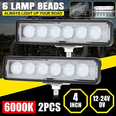 #ad 2X 6Inch 18W LED Work Light Bar Spot Fog Lamp Offroad Driving Truck SUV ATV 4WD $10.98