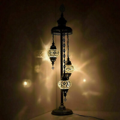 #ad Turkish Moroccan Handmade Mosaic Tiffany Glass Floor Lamp Light Free LED Bulb $294.99