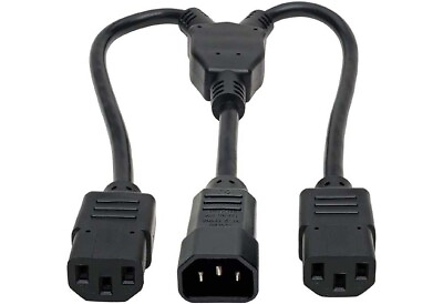#ad Universal Power Splitter Cord IEC320 C14 Male Plug To Dual C13 Receptacles $5.90