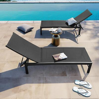 #ad Crestlive Products Outdoor Chaise Lounge Chairs 13.78? Aluminum Black 2 Pieces $349.46