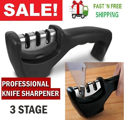 #ad Knife Sharpener Knives 3 Stage Ceramic Tungsten Kitchen Sharpening Blades Tool $12.99