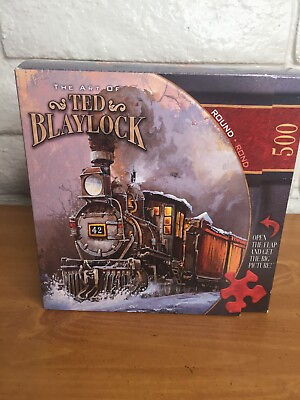 #ad Train Puzzle Ted Blaylock Around the Ben 500 Pcs 19.5quot; Round All Pieces $17.95