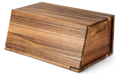 #ad Acacia Wooden Bread Box Bread Storage Organizer For Kitchen Countertop Large ... $59.99