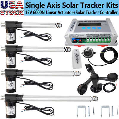 #ad DC12V Complete Single Axis Solar Tracker 6000N Linear Actuator LCD Controller $149.99