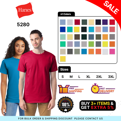 #ad Hanes 5280 Mens Short Sleeve Plain ComfortSoft Cotton Crew Neck Stylish T Shirt $7.36