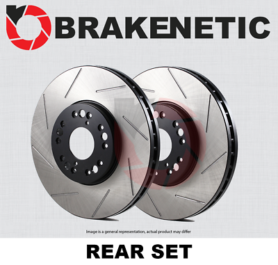 #ad REAR SET BRAKENETIC Premium Slotted Brake Disc Rotors w AKEBONO BNP42105.SS $252.81