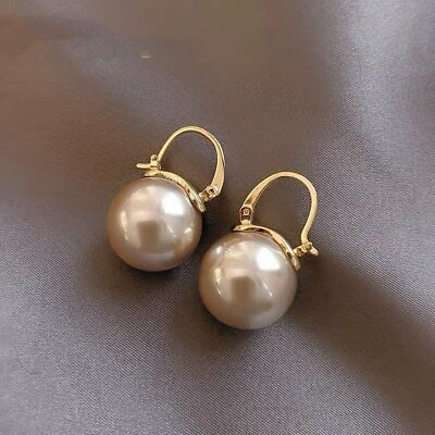 #ad Fashion Champagne Pearl Ear Stud Earrings Drop Dangle Women Wedding Jewellery GBP 2.29