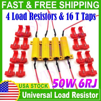 #ad 4x Load Resistor 50W 6RJ 6ohm LED Decoder FIX Hyper Flash Turn Signal Blinker $14.79
