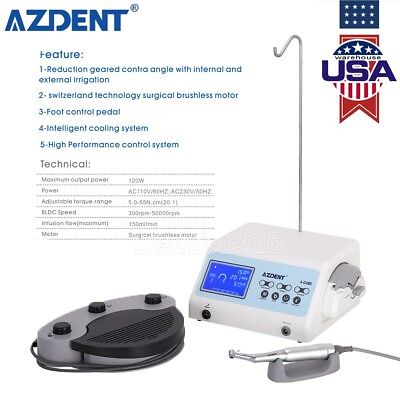 #ad AZDENT Dental Implant Motor System Surgical Brushless Motor 20:1 Contra Angle $906.04