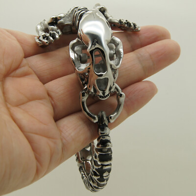 #ad cool heavy Dinosaur skull 316L stainless steel men boy bike bracelet $45.99